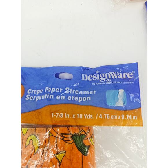 Vintage 1990s Halloween Crepe Paper Streamer Jack-o-Lantern JOL Pumpkin Lot of 3 - Picture 4 of 6